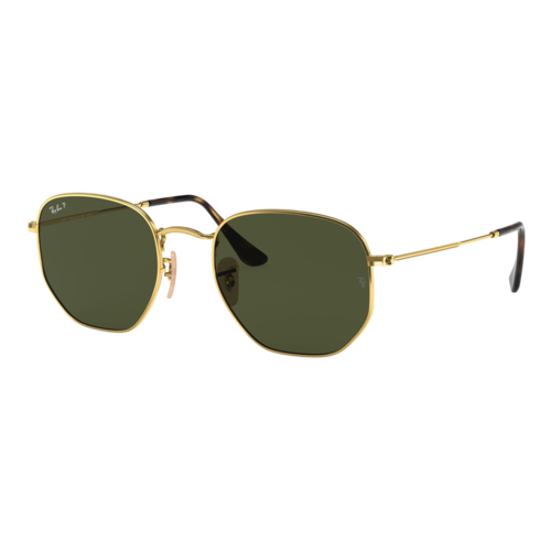 Ray-Ban Polarized Hexagonal Flat Lens Sunglasses, Polished Arista Gold/Polarized G-15 Green, Size 51 frame - 0RB3548N-001SLASH5851.png