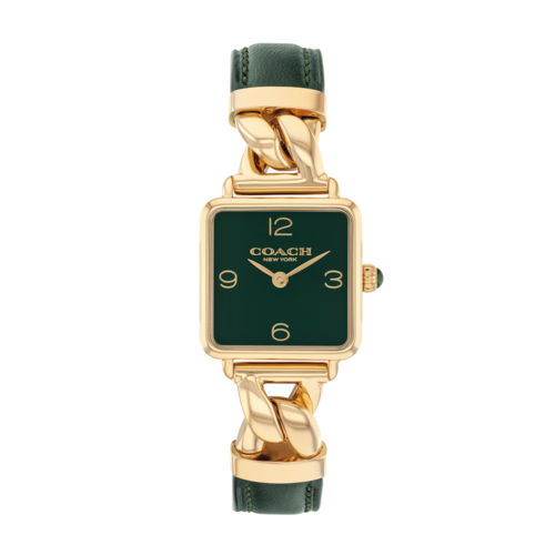 Coach Womens Cass Watch 22mm, Dark Green Lacquer Dial, Dark Green Chain Leather Strap - 14504557.png