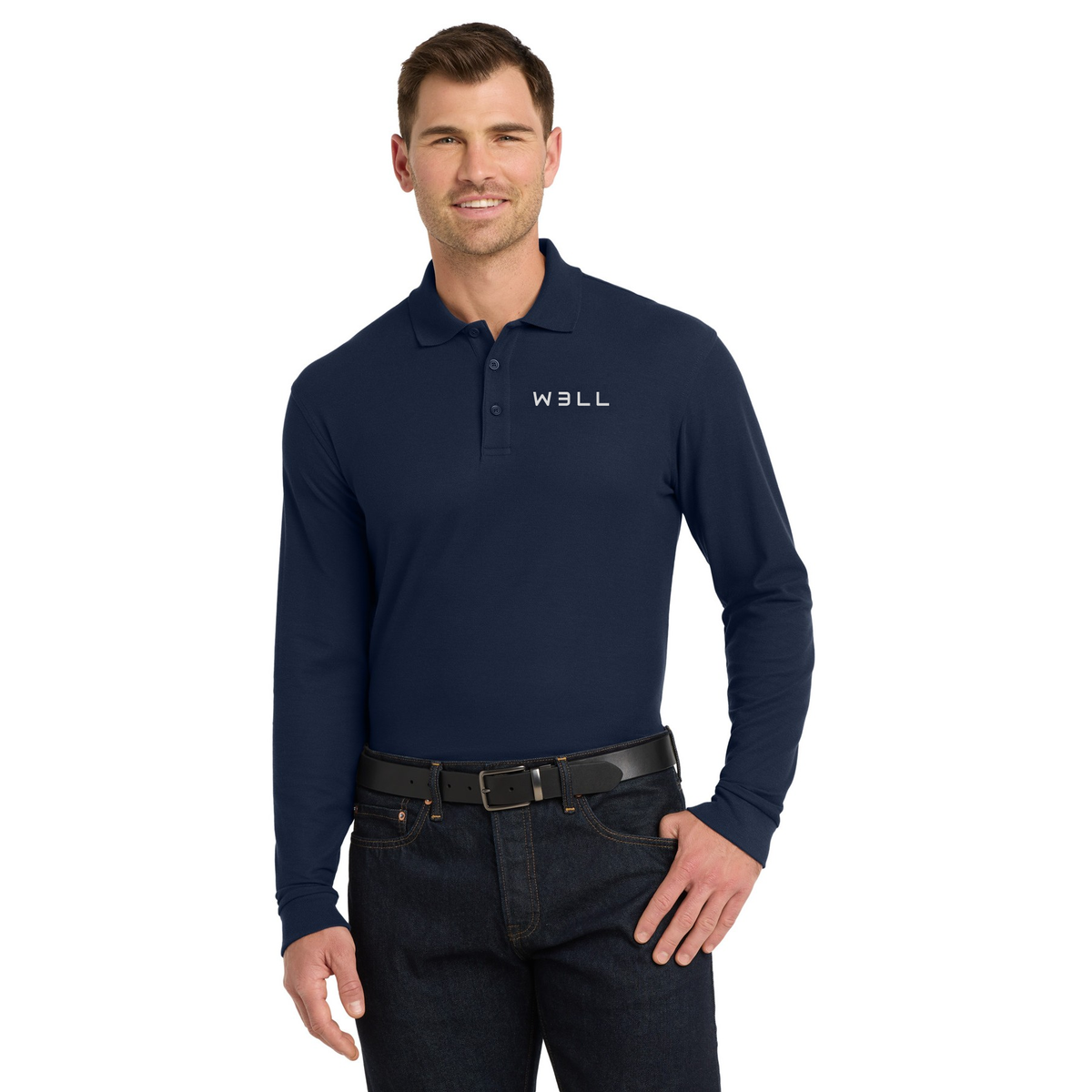 W3LL Long Sleeve Core Classic Pique Polo