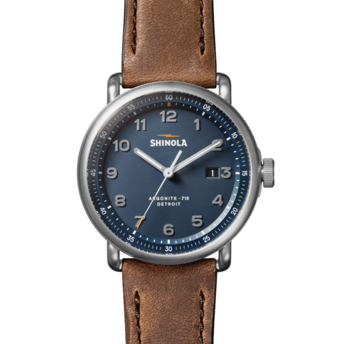 Shinola The Canfield Model C56 Leather Strap Watch, 43mm, Continental Blue Dial/British Tan Strap - 20273241.png