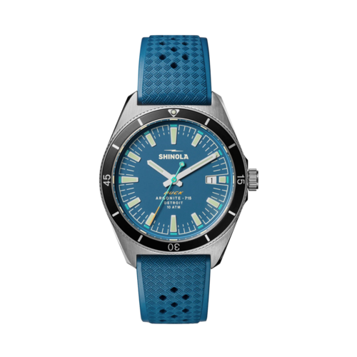 Shinola The Duck Rubber Strap Watch 40mm, Blue Dial/Blue Strap - 20301731.png