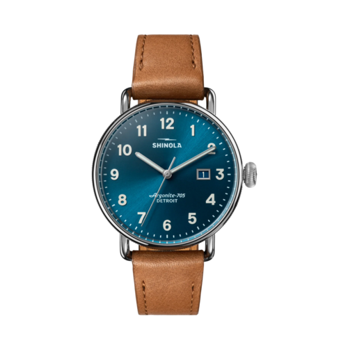 Shinola The Canfield Leather Strap Watch 38mm, Astro Blue Dial/Tan Strap - 20315247.png