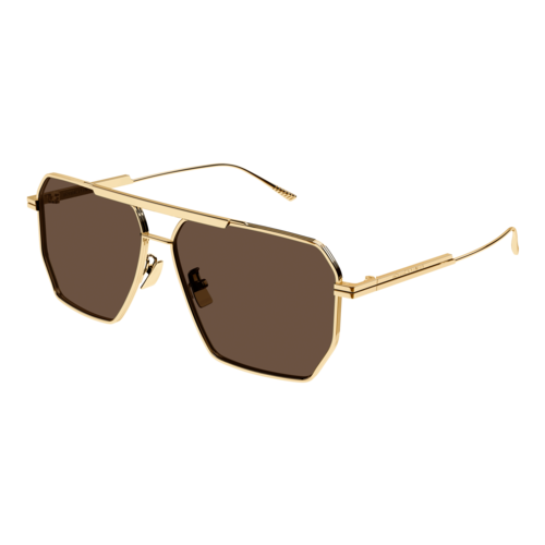 Bottega Veneta BV1012S Classic Aviator Sunglasses, Gold/Brown, Size 60 frame - 30008303003.png