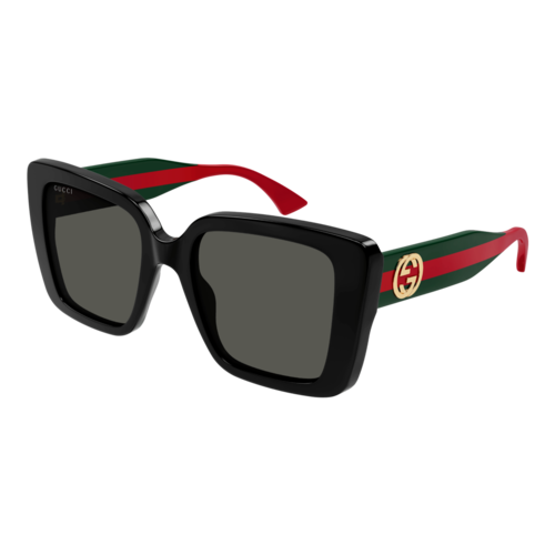 Gucci GG1861S Square Frame Sunglasses Black-Red-Green/Grey, Size 53 frame - 30016023001.png