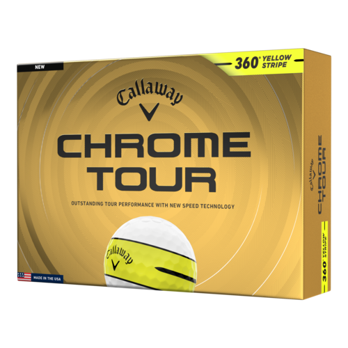 Callaway Chrome Tour 360 Yellow Stripe Golf Balls, Yellow Stripe, 2026 - 6432063128327.png
