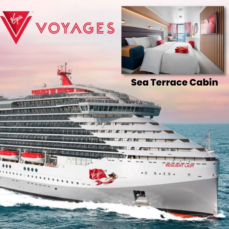 Virgin Voyages | 6-8 Night Caribbean, 4-8 Night Mediterranean or Greek Isles or any 7 Night Alaska Cruise | Sea Terrace Cabin