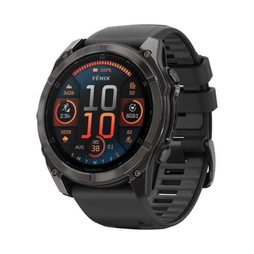 Garmin Fenix 8 Sapphire GPS Smartwatch Carbon Gray DLC Titanium with Black/Pebble Gray Silicone Band, 51mm - 010-02905-20.png