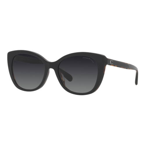 Coach Womens Polarized Beveled Signature Cat Eye Sunglasses, Black-Dark Tortoise/Polarized Grey Gradient, Size 55 Frame - 0HC8365U-5764T355.png
