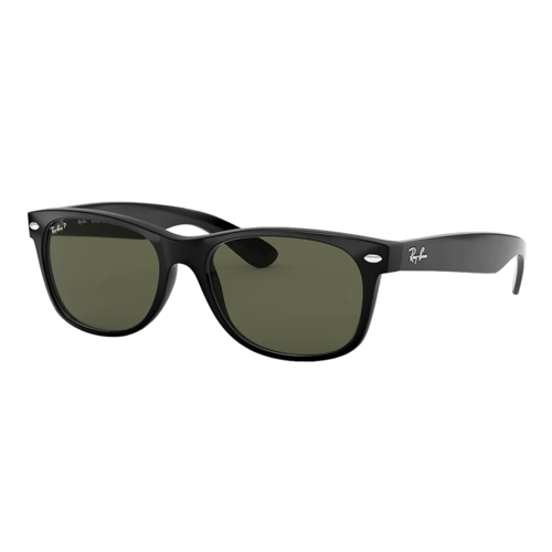 Ray-Ban Plrzd New Wayfarer Sunglasses Black/Polarized Green Classic G-15, Size 52 frame - 0RB2132-901SLASH5852.png