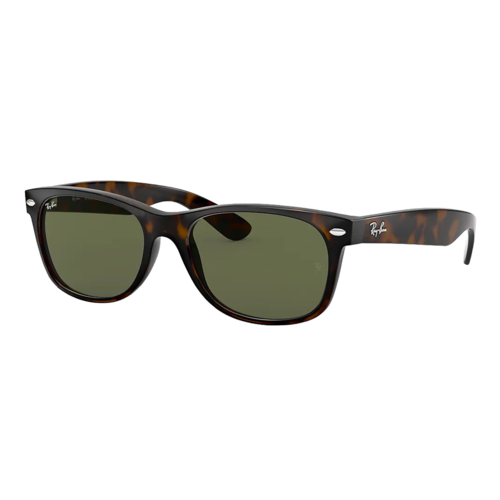 Ray-Ban New Wayfarer Classic Sunglasses Tortoise/Crystal Green, Size 52 frame - 0RB2132-902SLASH52.png