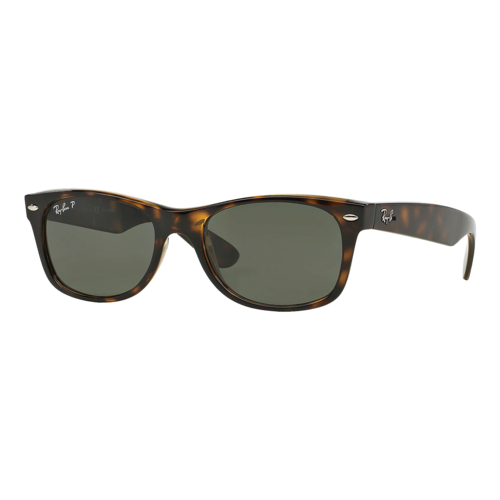 Ray-Ban Polarized New Wayfarer Classic Sunglasses, Tortoise/Polarized Green Solid Color, Size 52 frame - 0RB2132-902SLASH5852.png