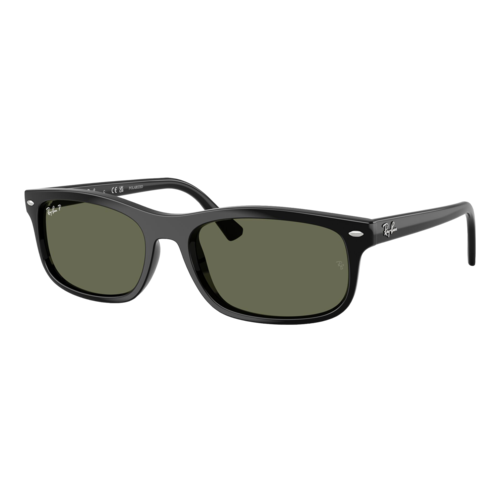 Ray-Ban Polarized RB2224 Sunglasses Polished Black/Polarized Green, Size 60 frame - 0RB2224-901SLASH5860.png