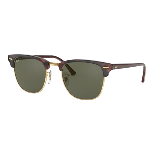 Ray-Ban Polarized Clubmaster Classic Sunglasses, Polished Tortoise on Gold/Polarized G-15 Green, Size 51 frame - 0RB3016-990SLASH5851.png