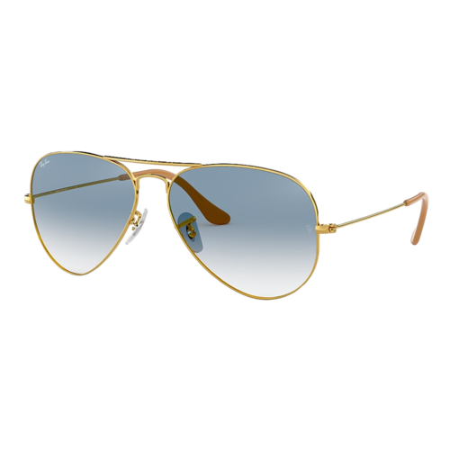 Ray-Ban Aviator Gradient Sunglasses Gold/Light Blue Gradient, Size 58 frame - 0RB3025-001SLASH3F58.png