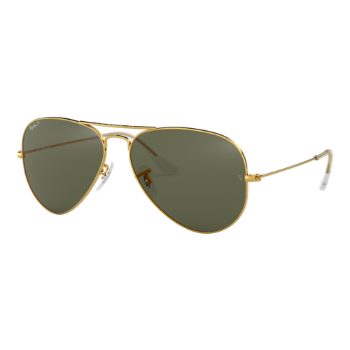 Ray-Ban Polarized Aviator Classic Sunglasses, Gold/Polarized Crystal Green, Size 58 frame - 0RB3025-001SLASH5858.png