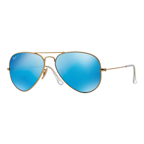 Ray-Ban Polarized Aviator Flash Lens Sunglasses, Gold/Polarized Blue Flash, Size 58 frame - 0RB3025-112SLASH4L58.png