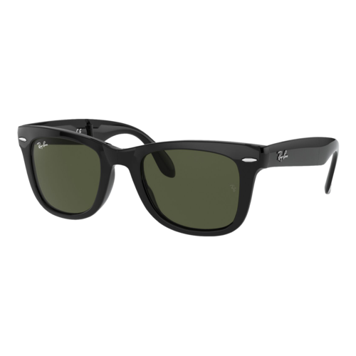 Ray-Ban Wayfarer Folding Sunglasses Black/Green Classic G-15, Size 50 frame - 0RB4105-601SLASH50.png