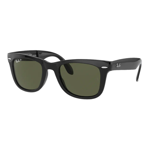 Ray-Ban Polarized Wayfarer Folding Sunglasses, Black/Polarized Green Classic G-15, Size 50 frame - 0RB4105-601SLASH5850.png