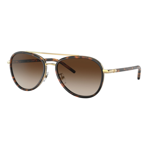 Tory Burch Womens Eleanor Pilot Sunglasses, Dark Tortoise/Brown Gradient, Size 57 frame - 0TY6089-33041357.png