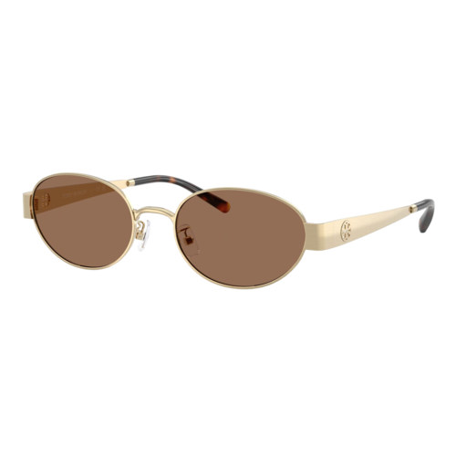 Tory Burch Womens Miller Metal Oval Sunglasses, Shiny Light Gold/Dark Brown, Size 54 frame - 0TY6116-33627354.png