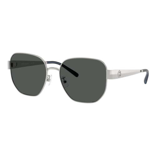 Tory Burch Womens Miller Metal Square Sunglasses, Silver/Dark Grey, Size 56 frame - 0TY6117-32748756.png