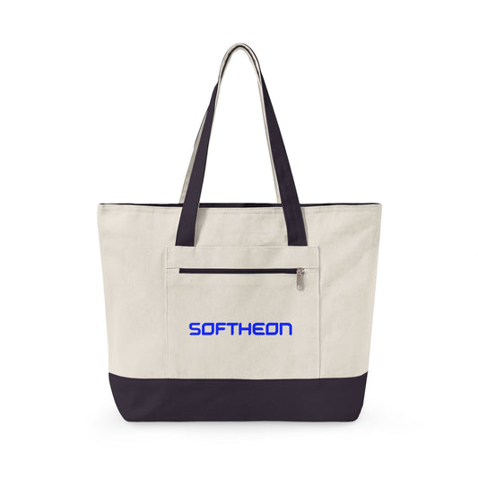 Softheon Zippered Canvas Tote Bag