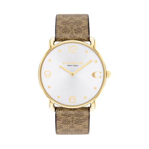 Coach Womens Elliot Watch 36mm, White Sunray Dial, Tan Signature Canvas Strap - 14504205.png