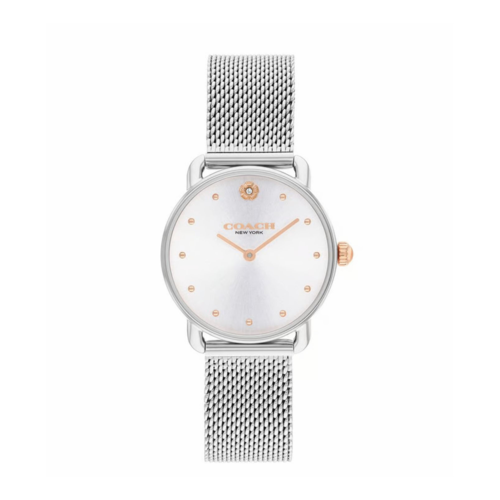 Coach Womens Elliot Watch 28mm, Silver/White Sunray Dial, Stainless Steel Mesh Bracelet - 14504221.png