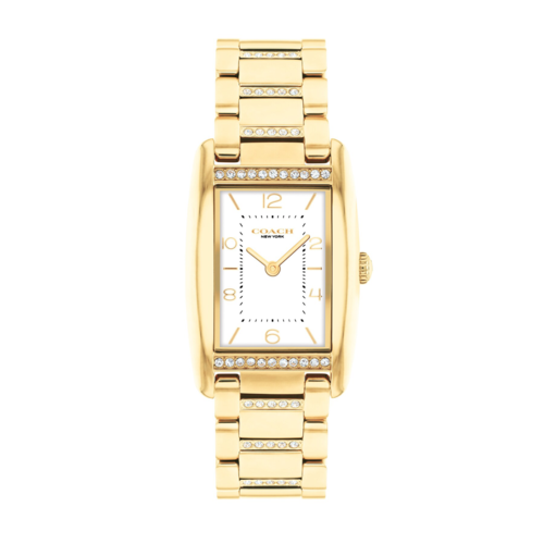 Coach Womens Reese Watch 24x35mm, White Dial, Gold Plated Bracelet with Crystals - 14504316.png