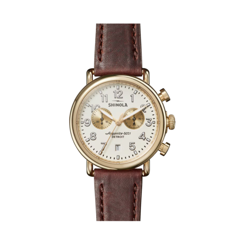Shinola The Runwell Chrono Leather Strap Watch, 41mm, Cattail Brown - 20141502.png