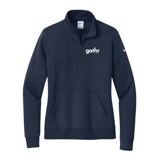 Gathr Women's Nike Club Fleece Sleeve Swoosh Half Zip