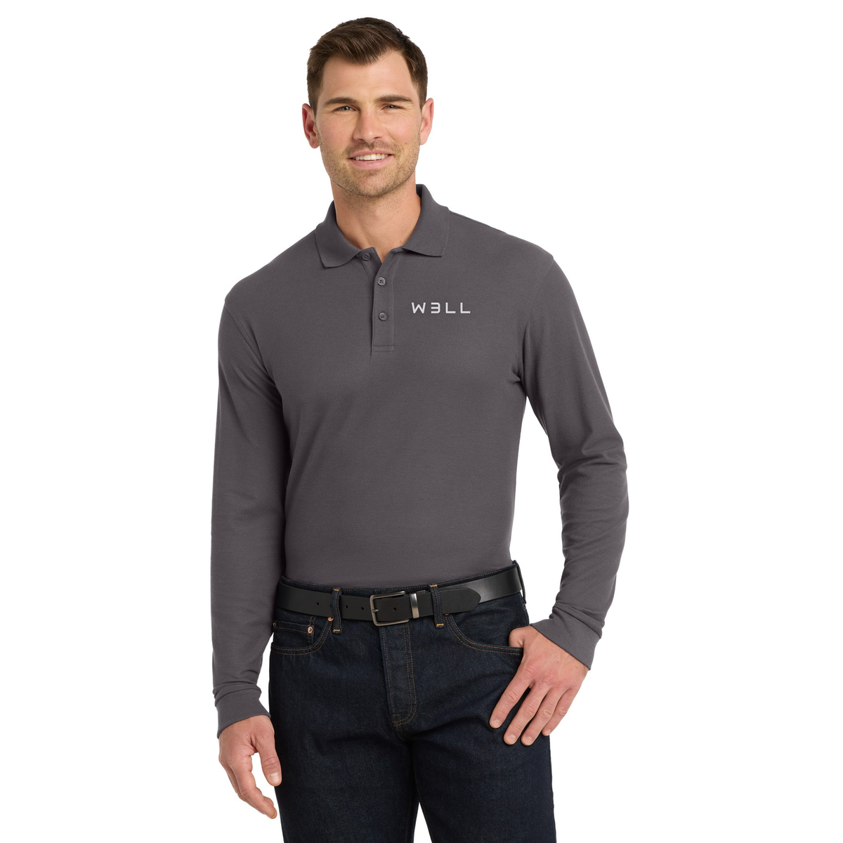 W3LL Long Sleeve Core Classic Pique Polo