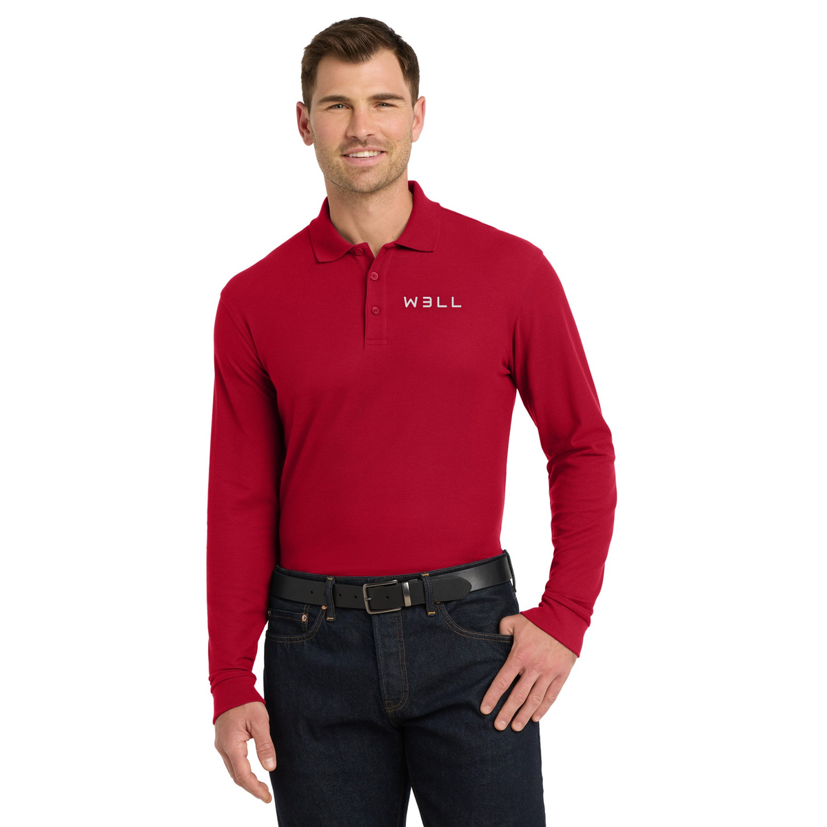 W3LL Long Sleeve Core Classic Pique Polo