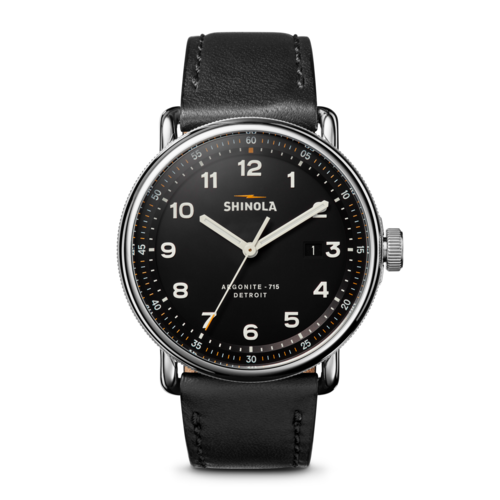 Shinola The Canfield Model C56 Leather Strap Watch, 43mm, Black/Black - 20266180.png