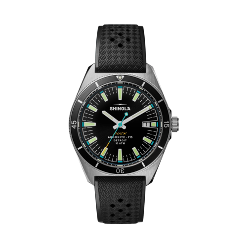 Shinola The Duck Rubber Strap Watch 40mm, Black Dial/Black Strap - 20301730.png