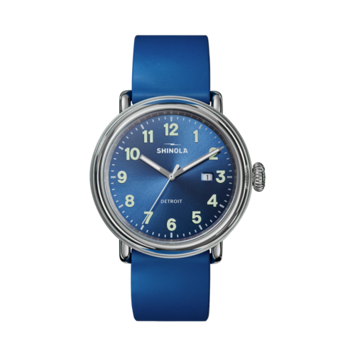Shinola The Detrola Rubber Strap Watch 41mm, Denim Blue Dial/Blue Strap - 20307643.png