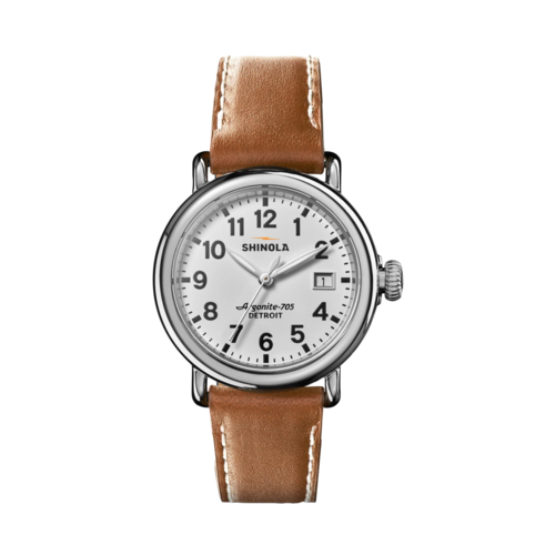 Shinola The Runwell Leather Strap Watch 36mm, White Dial/Tan Strap - 20315257.png