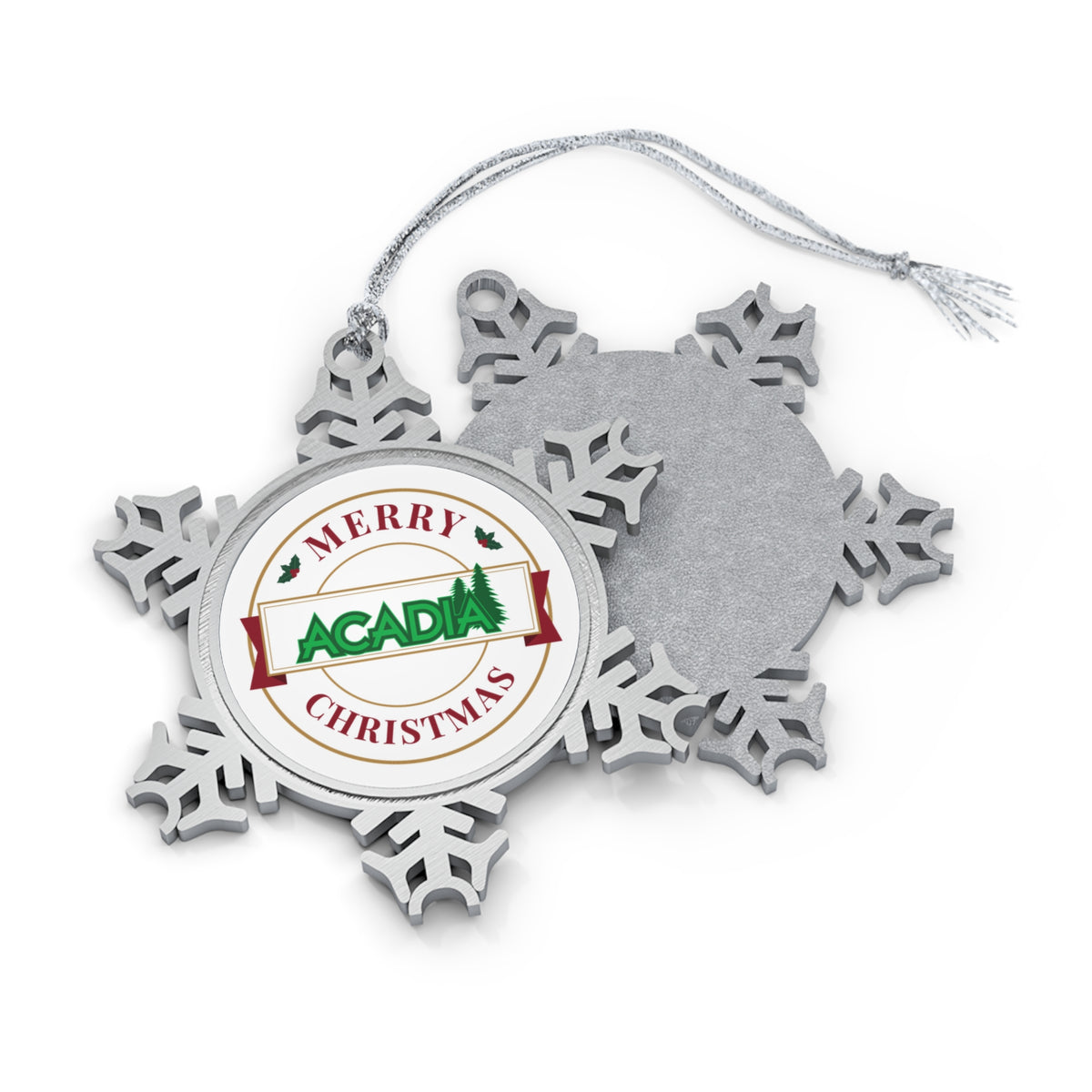 Acadia Christmas Pewter Snowflake Ornament