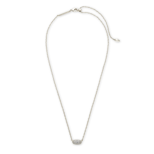 Kendra Scott Grayson Silver Pendant Necklace, White Crystal - 4217719933.png