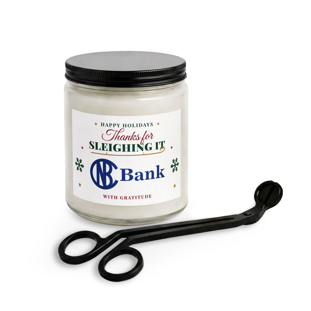 CNB Bank Christmas Candle Set with Wick Trimmer