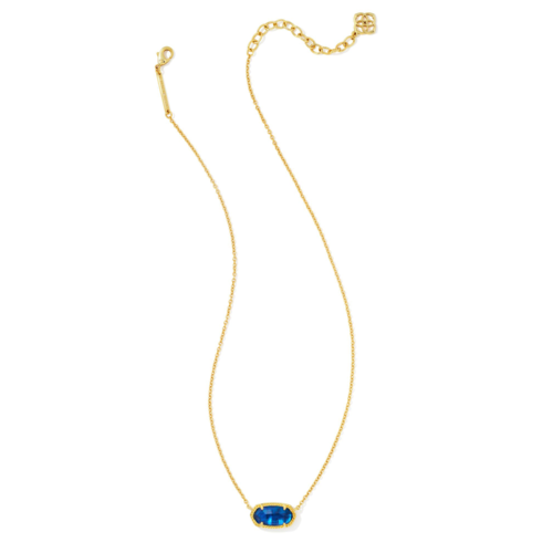 Kendra Scott Elisa Gold Short Pendant Necklace, Navy Abalone - 9608800089.png
