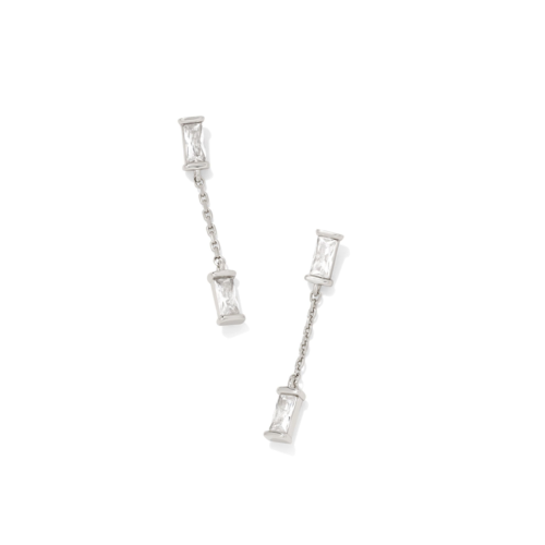 Kendra Scott Juliette Silver Drop Earrings, White Crystal - 9608802208.png