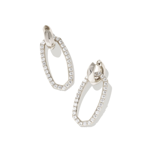 Kendra Scott Danielle Silver Convertible Link Earrings, White Crystal - 9608803009.png