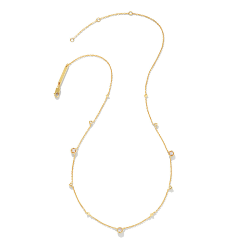 Kendra Scott Davie 18K Gold Vermeil Trio Strand Necklace, White Sapphire - 9608803094.png