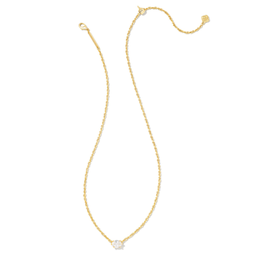 Kendra Scott Cailin Gold Pendant Necklace, White Crystal - 9608803459.png