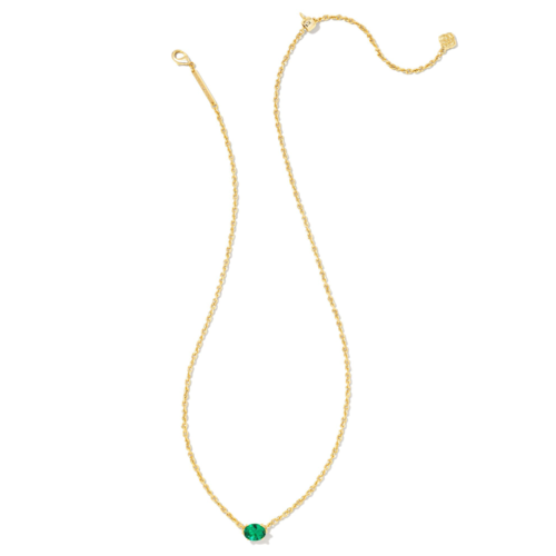 Kendra Scott Cailin Gold Pendant Necklace, Green Crystal - 9608803552.png