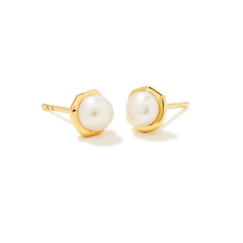 Kendra Scott Davie Pearl 18K Gold Vermeil Stud Earrings, Freshwater Cultured Pearl - 9608855589.png