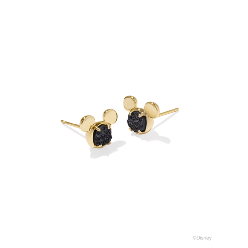 Kendra Scott Disney Gold Mickey Mouse Stud Earrings, Black Drusy - 9608863160.png