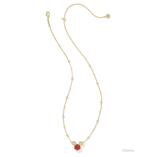 Kendra Scott Disney Gold Mickey Mouse Short Pendant Necklace, Bright Red Drusy - 9608863316.png