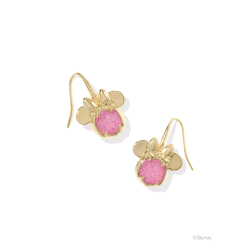 Kendra Scott Disney Gold Minnie Mouse Drop Earrings, Hot Pink Drusy - 9608863614.png